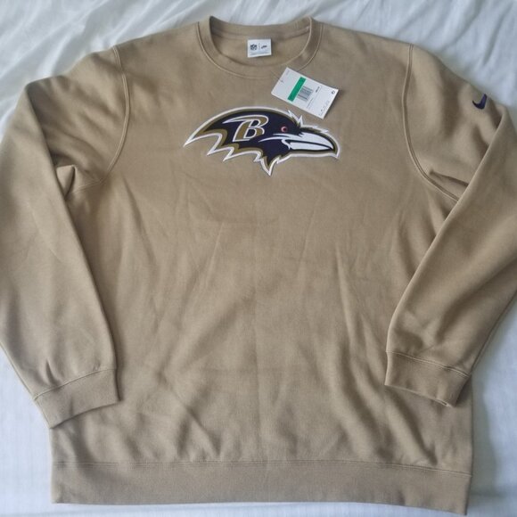 Nike Men's Baltimore Ravens Parachute Tan Rewind Crew Pullover Sweatshirt - Picture 4 of 9